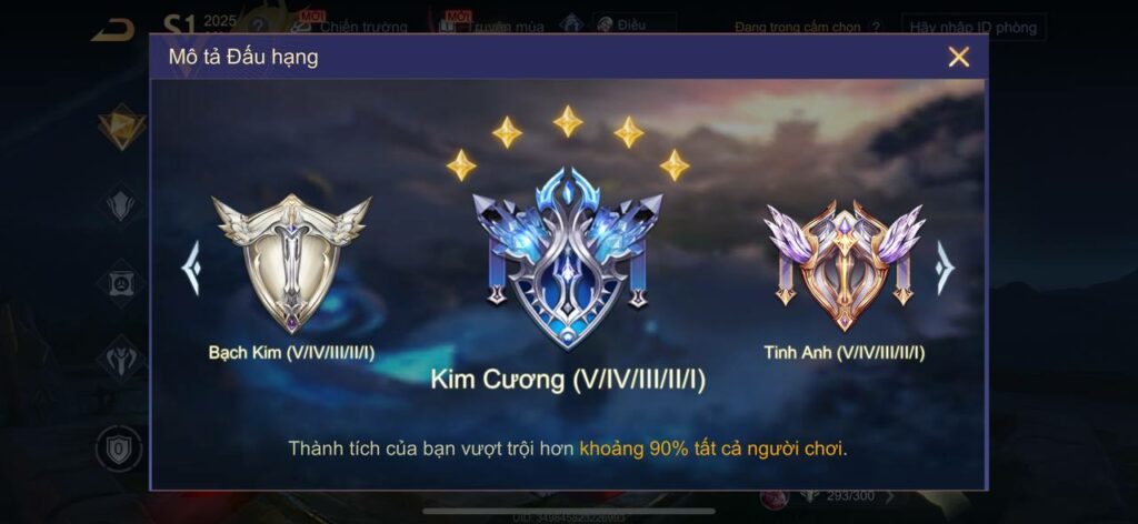 Rank Liên Quân và Bảng Reset Rank